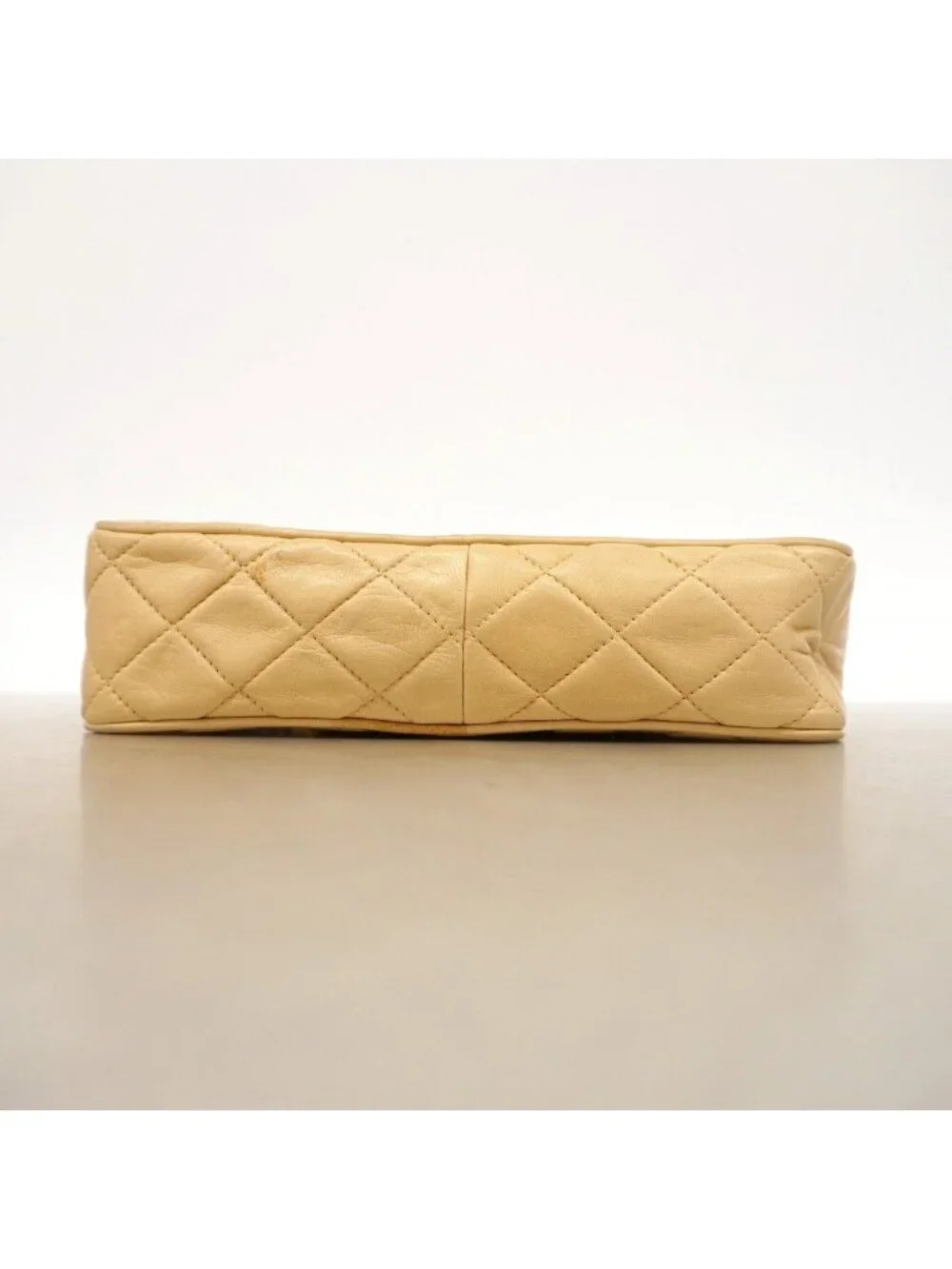 Chanel Shoulder Bag Quilted Lambskin Beige Gold